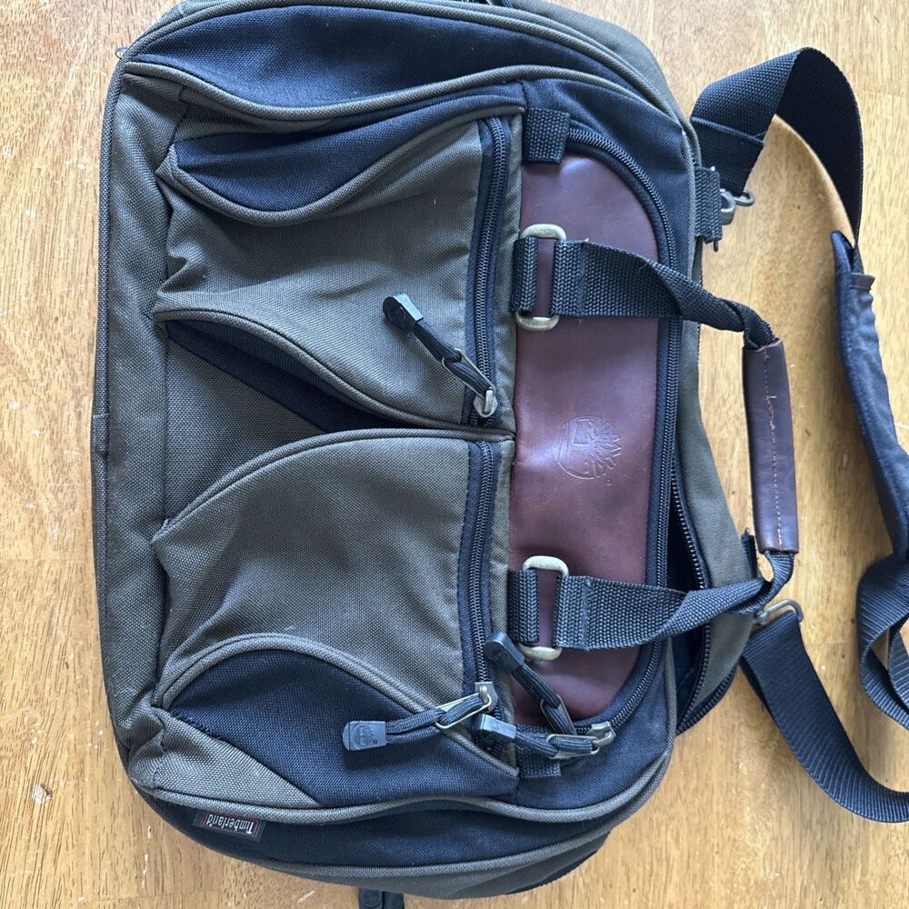 Timberland Olive Drab Canvas & Leather Briefcase w/15” Laptop Compartments